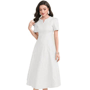solid color short sleeve dress, view 2 - MRSLM
