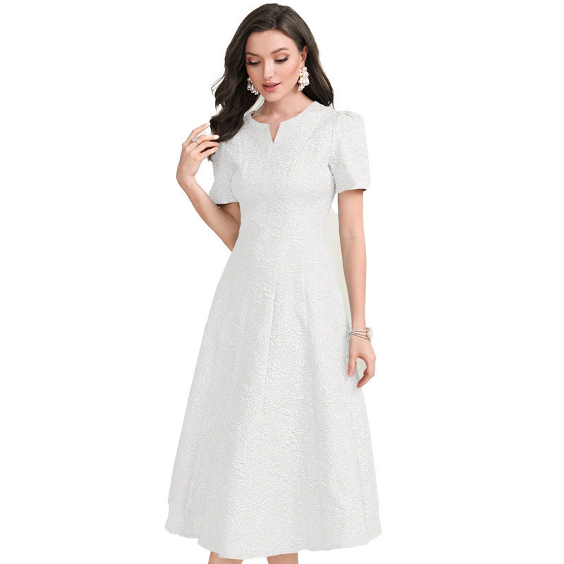 solid color short sleeve dress, view 2 - MRSLM