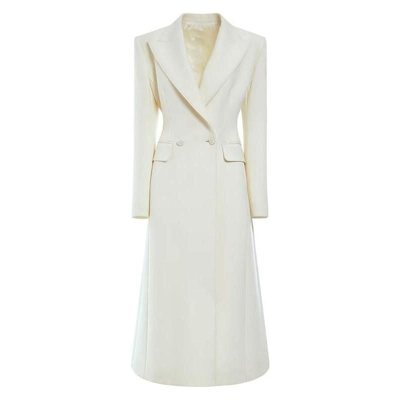 mid-length double breasted blazer coat, view 6 - MRSLM