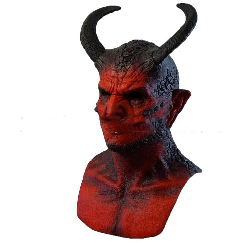 Full head red devil latex mask, view 10 - MRSLM