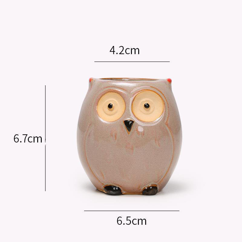owl ceramic flower pot, view 3 - MRSLM