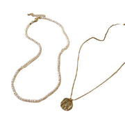 pearl metal choker necklace, view 5 - MRSLM