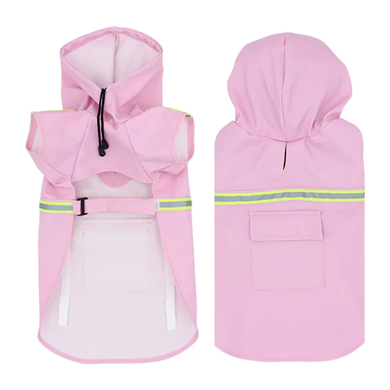 waterproof hooded dog raincoat, view 5 - MRSLM