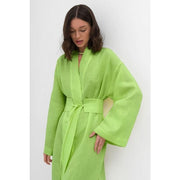 cotton blend long dress with belt, view 4 - MRSLM