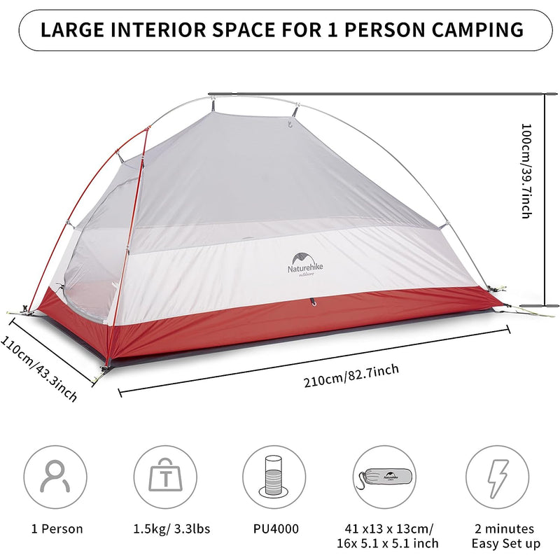 ultralight portable 1-person camping tent, view 7 - MRSLM