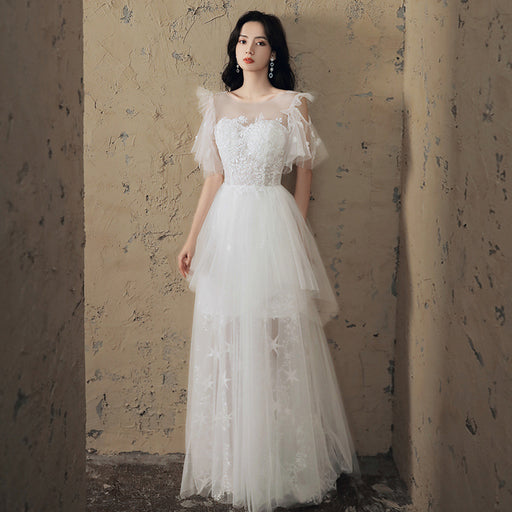 white long wedding-style dress, view 6 - MRSLM