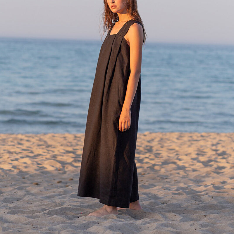 square collar sleeveless midi sundress, view 6 - MRSLM