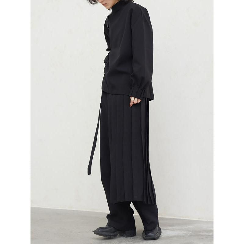 pleated sweatshirt wide leg pants set, view 6 - MRSLM