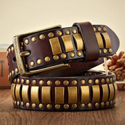 Punk rivet studded leather belt, view 4 - MRSLM