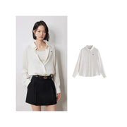 long sleeve linen blouse with embroidery, view 7 - MRSLM