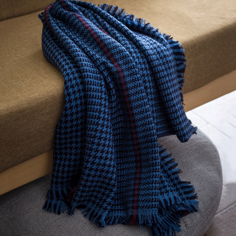 oversized wool plaid scarf, view 5 - MRSLM