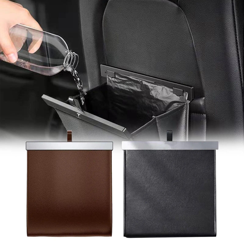 waterproof pu leather car trash bin, view 4 - MRSLM