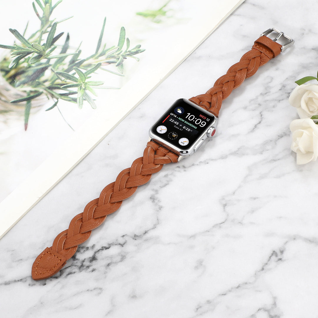 Solid Color Leather Woven Single Tour Strap