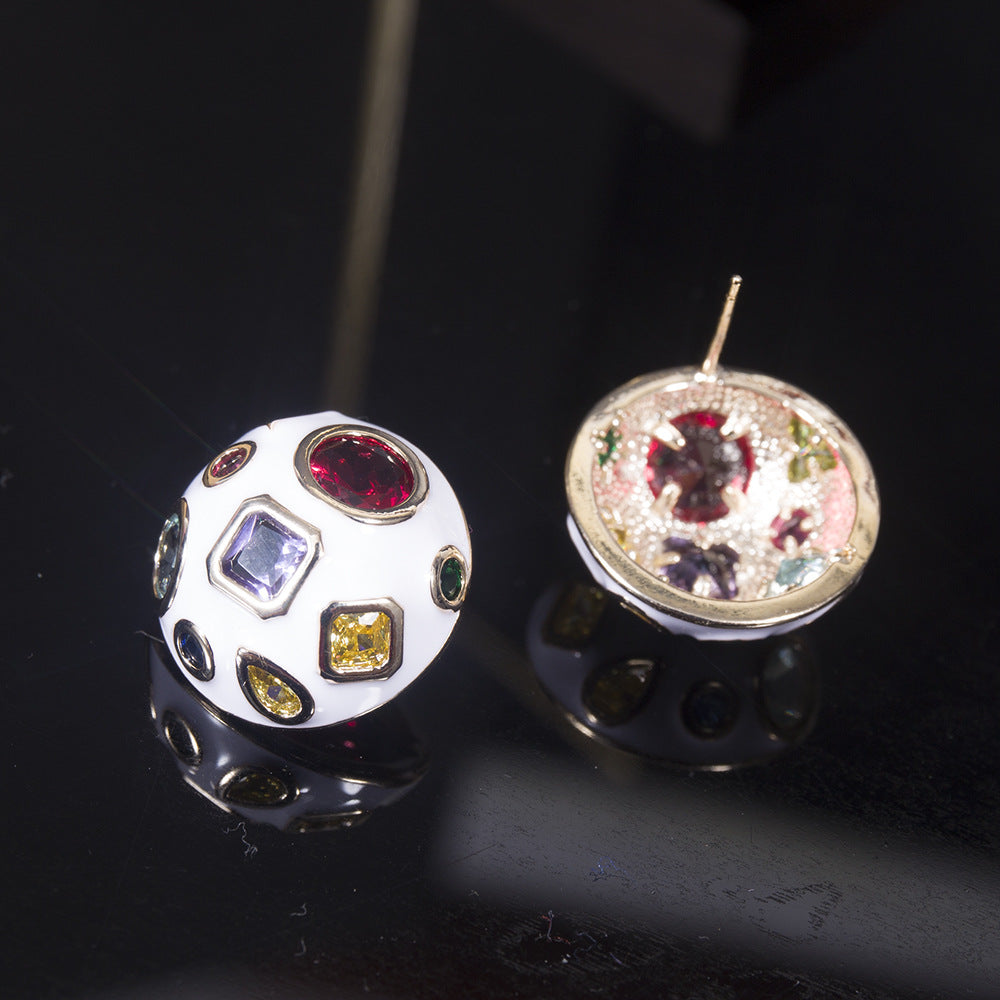 Geometric Color Zirconium Ball Shaped Earrings