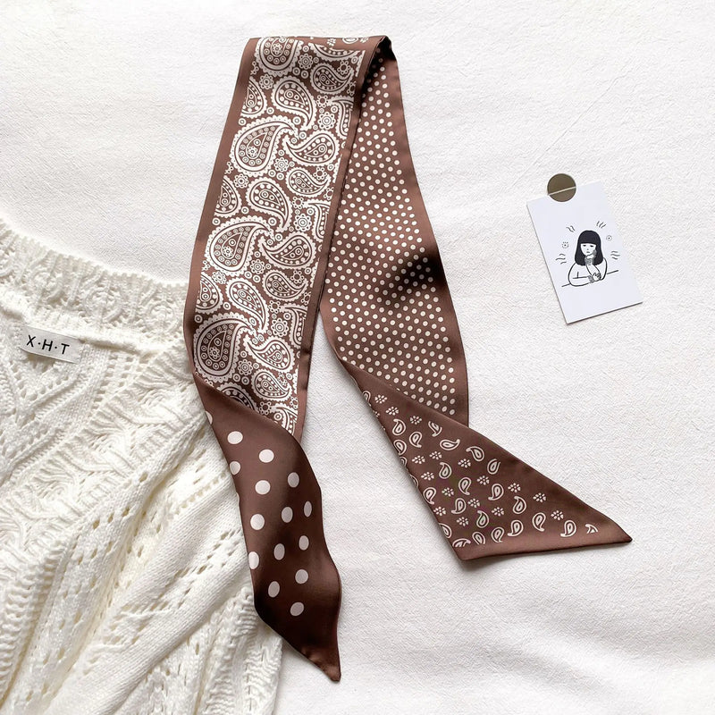 silk-feel narrow scarf, view 6 - MRSLM
