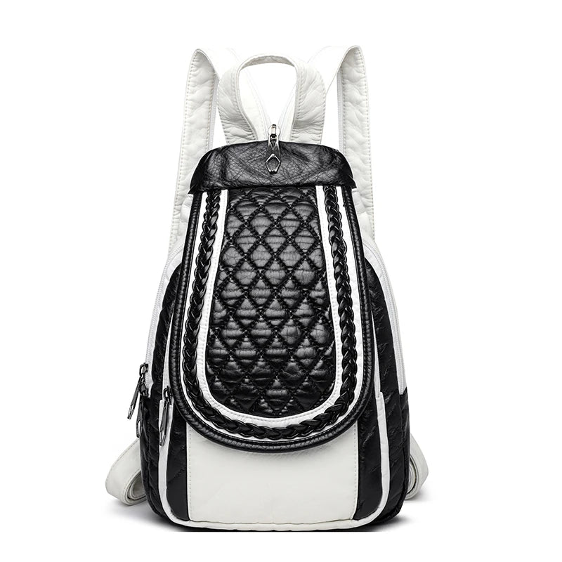 Women's vintage PU leather backpack, view 4 - MRSLM