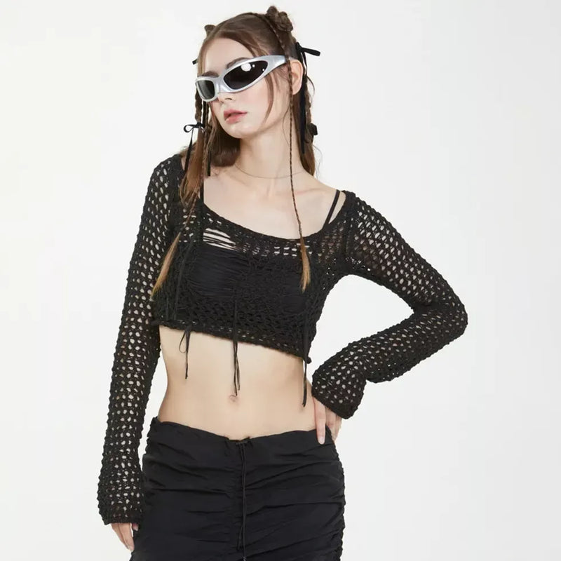 hollow-out tassel sweater, view 2 - MRSLM