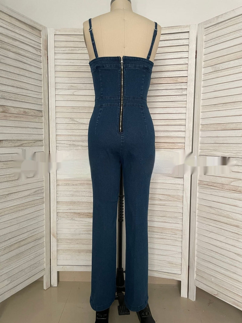 Women's denim summer jumpsuit, view 4 - MRSLM