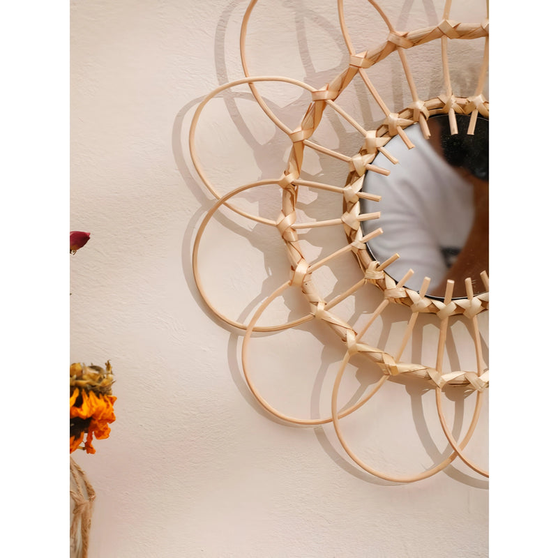 handmade rattan wall mirror, view 5 - MRSLM