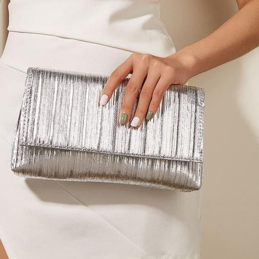 silver vegan leather evening bag - MRSLM