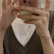 women's silver bear pendant necklace, view 3 - MRSLM