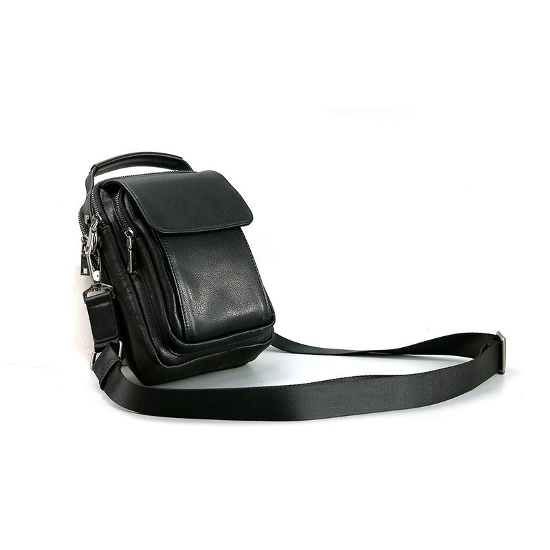 retro cowhide messenger bag, view 3 - MRSLM