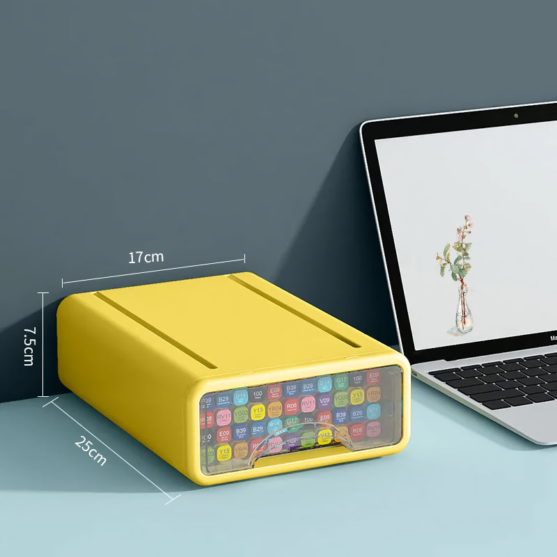 multi-layer drawer style pen holder and desk organizer, view 5 - MRSLM