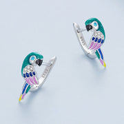 sterling silver zircon parrot earrings, view 3 - MRSLM