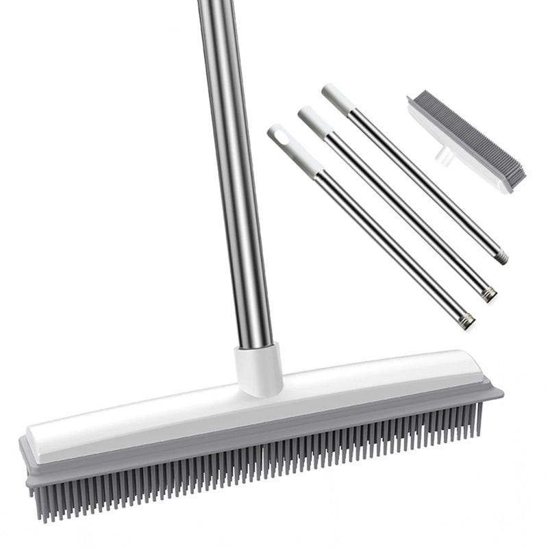 Rubber broom and carpet rake with squeegee, view 4 - MRSLM