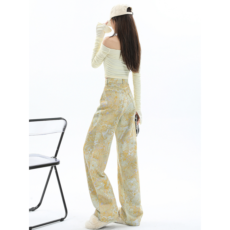 yellow wide leg cargo jeans, view 6 - MRSLM