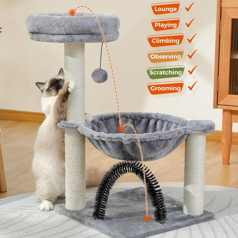 compact cat tree tower with hammock, view 6 - MRSLM