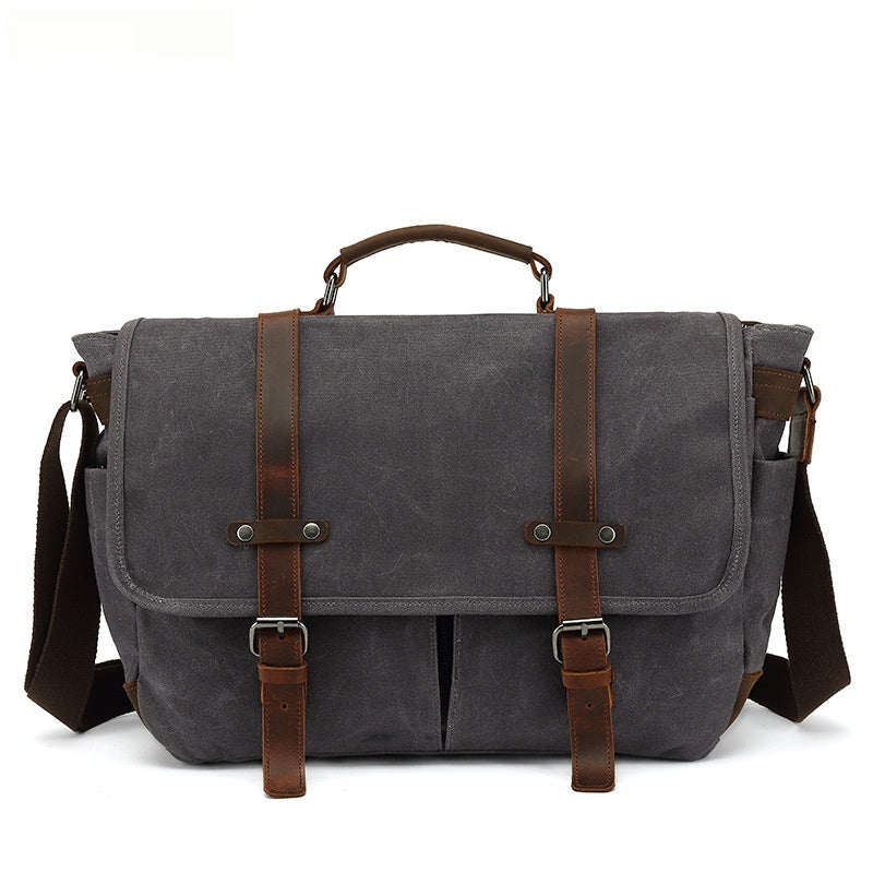 waxed canvas crossbody bag, view 5 - MRSLM