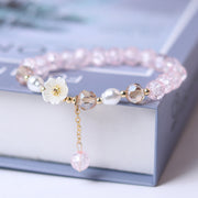 purple beaded white flower bracelet, view 11 - MRSLM