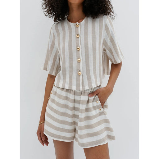 loose stripe two piece summer set, view 2 - MRSLM