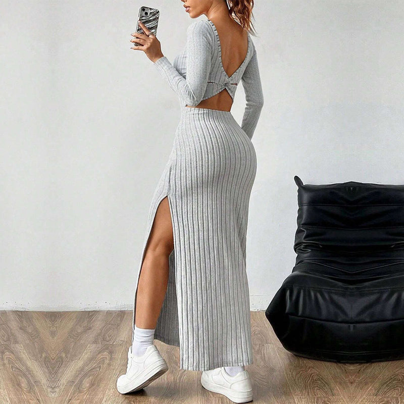 square collar backless dress, view 2 - MRSLM