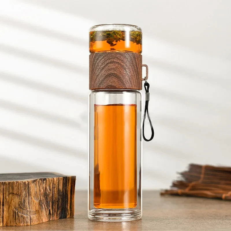 insulated glass water bottle with tea infuser, view 4 - MRSLM