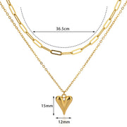 double layered heart chain necklace, view 6 - MRSLM