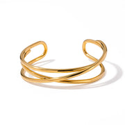 18K gold plated multi-layer cuff bracelet, view 2 - MRSLM