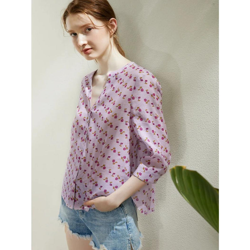 ramie floral blouse, view 10 - MRSLM