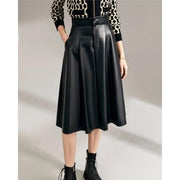 High waist A-line PU leather skirt, view 6 - MRSLM