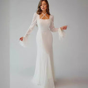 Square collar bell sleeve dress, view 2 - MRSLM