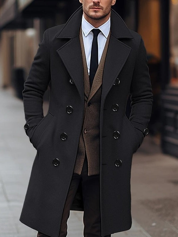 Men's woolen double-breasted coat, view 2 - MRSLM