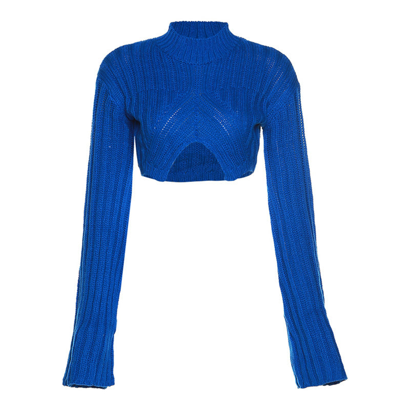 Short Open Navel Knit Sweater For Women