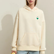 Fleece-lined patchwork embroidery hoodie, view 3 - MRSLM