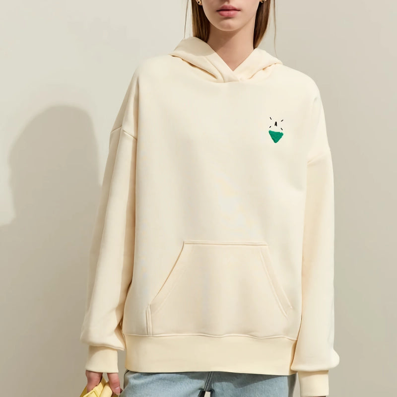 Fleece-lined patchwork embroidery hoodie, view 3 - MRSLM