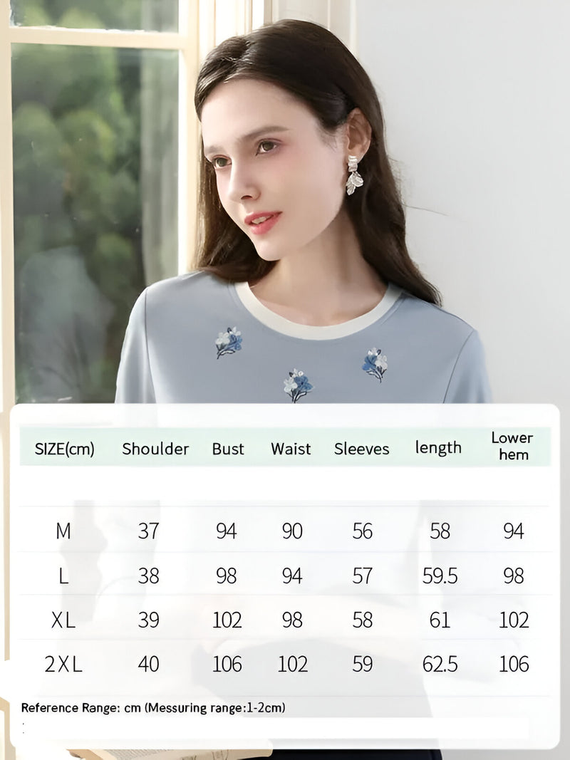 women's embroidered slim long sleeve t-shirt, view 6 - MRSLM
