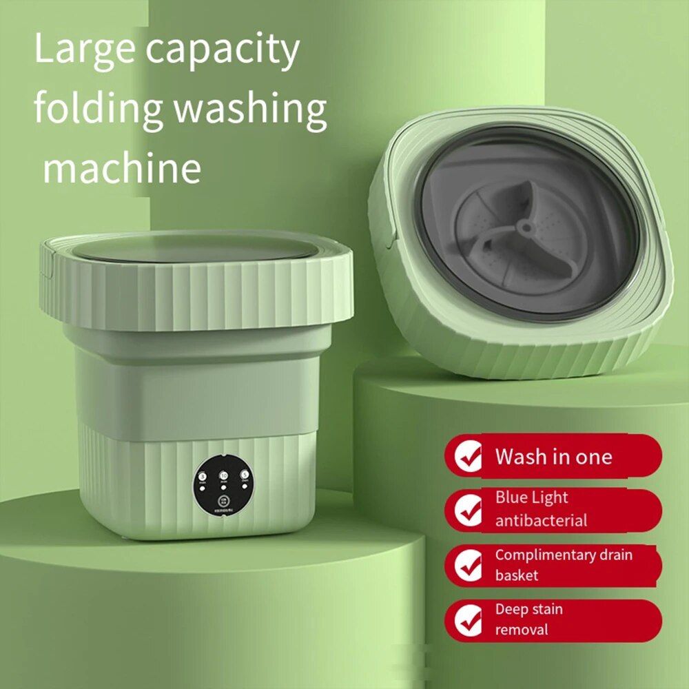 Portable Folding Washing Machine with Large Capacity & Spin Dryer Bucket