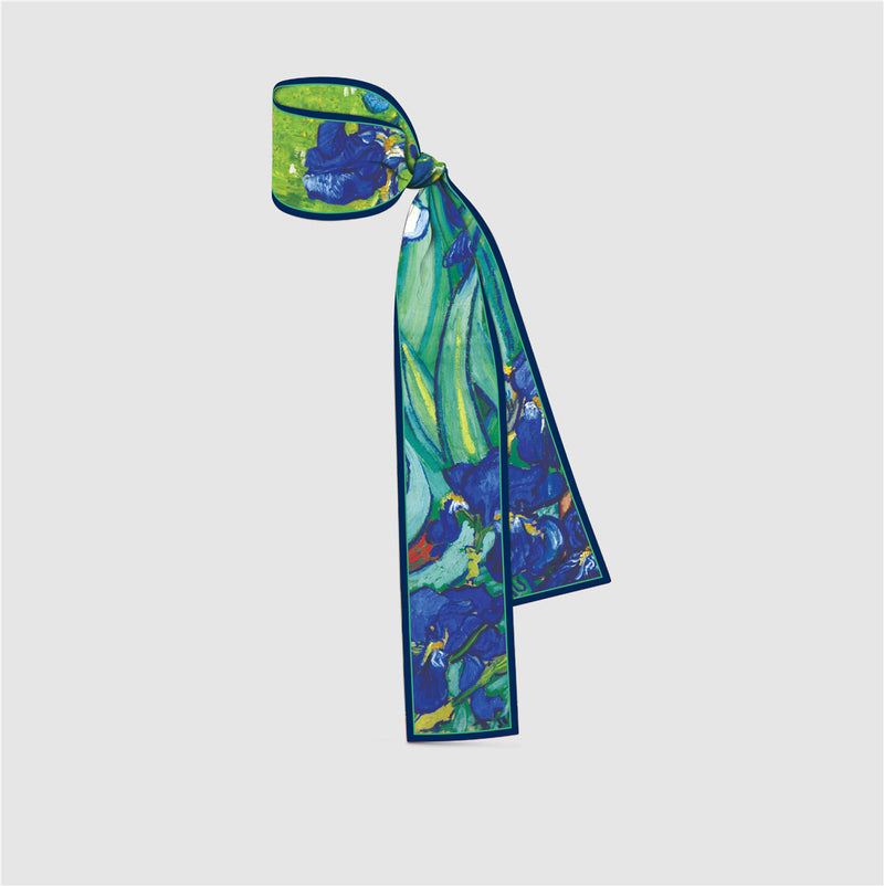skinny silk scarf with art print, view 6 - MRSLM