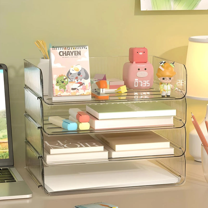 stackable transparent desk organizer, view 3 - MRSLM