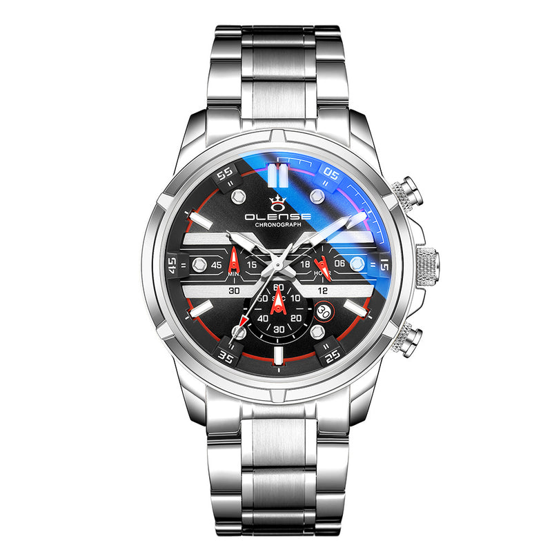 men's multifunction sports watch steel strap, view 3 - MRSLM